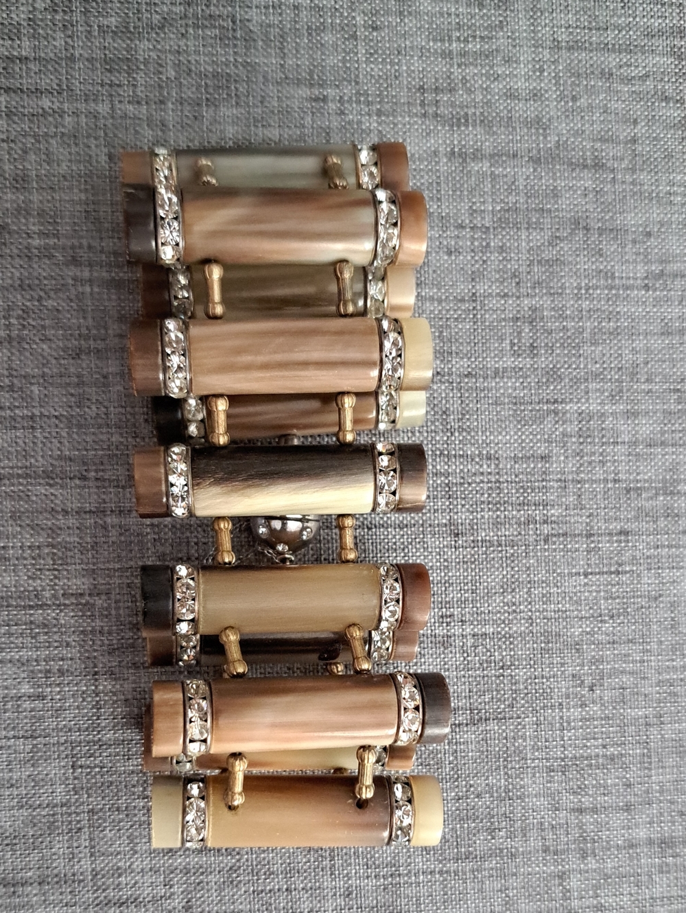 Vintage Gold-Tone Multicolor Tube Link Bracelet - Women Jewelry